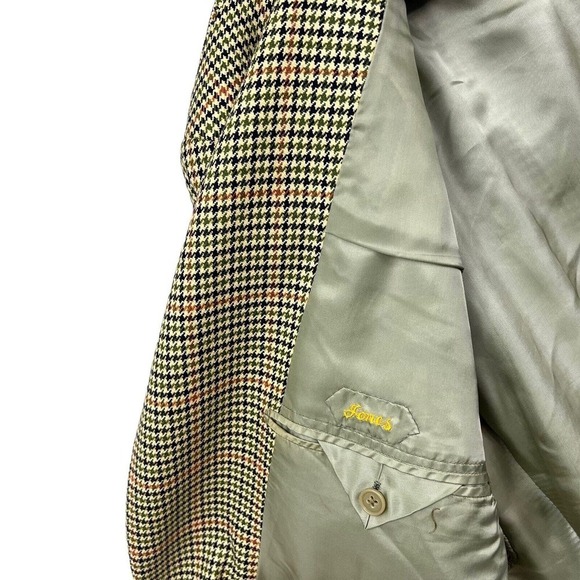 Ermenegildo Zegna Wool Cashmere Sport Coat Blazer Men Ventless Houndstooth Green - Picture 6 of 8